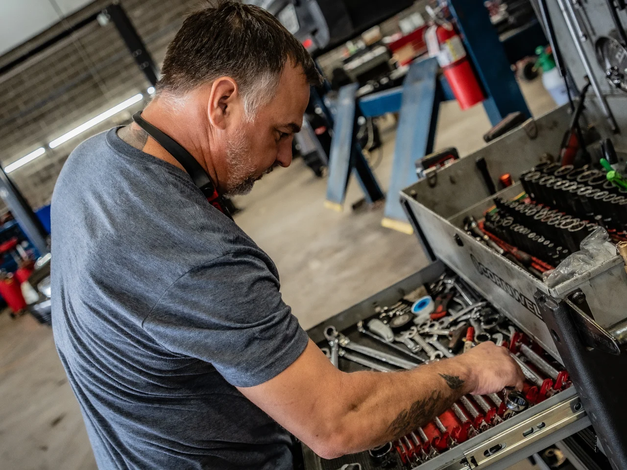 worker busy in tools