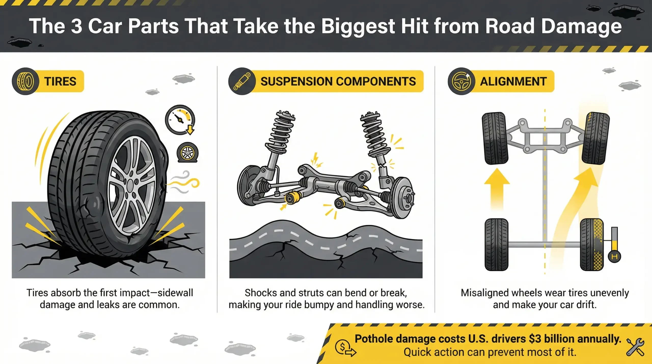 common suspension parts that break from potholes